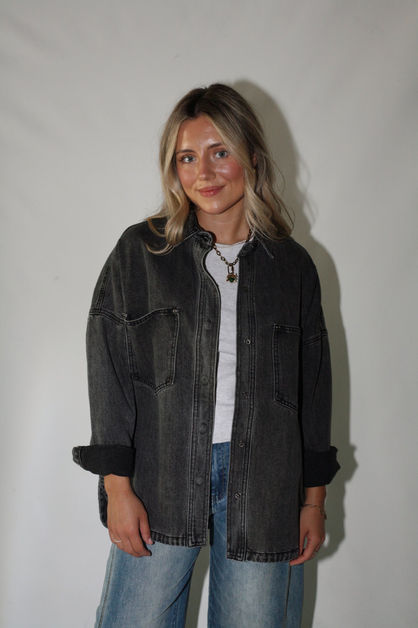 *Restock* Delilah Denim Shacket- Black