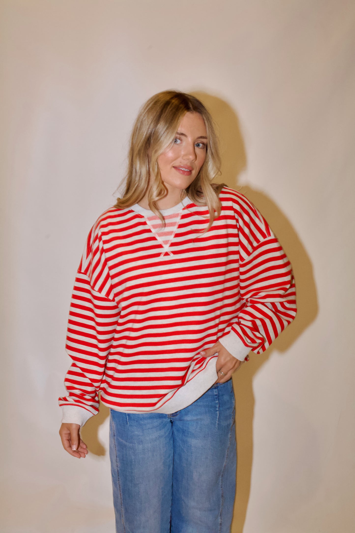 Sideline Pullover- Red/Heather Grey