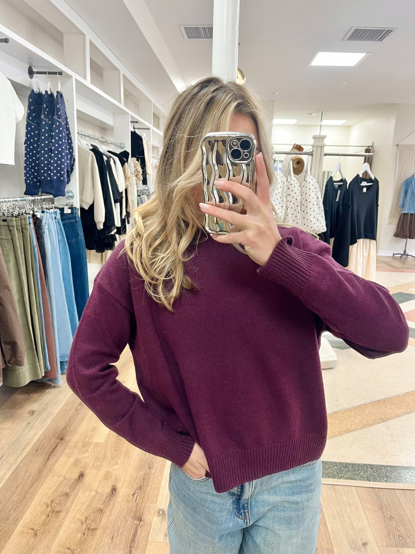 Kelly Sweater Top-Wine