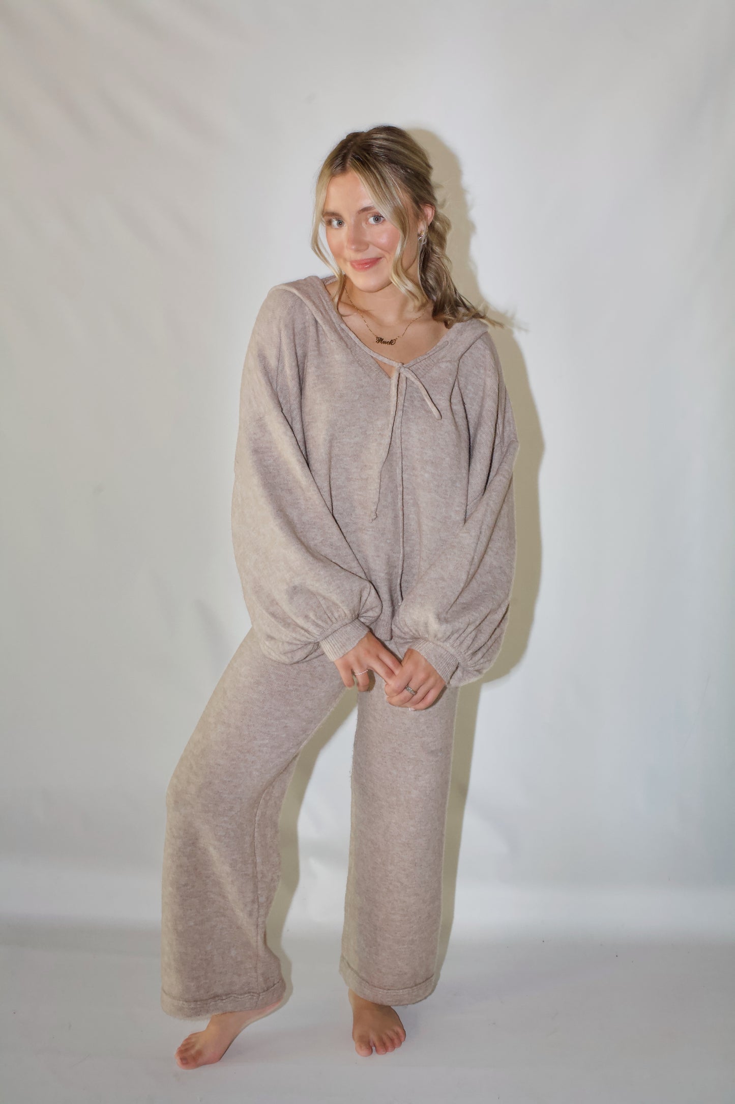 Riley Sweater Pants- Heather Mocha