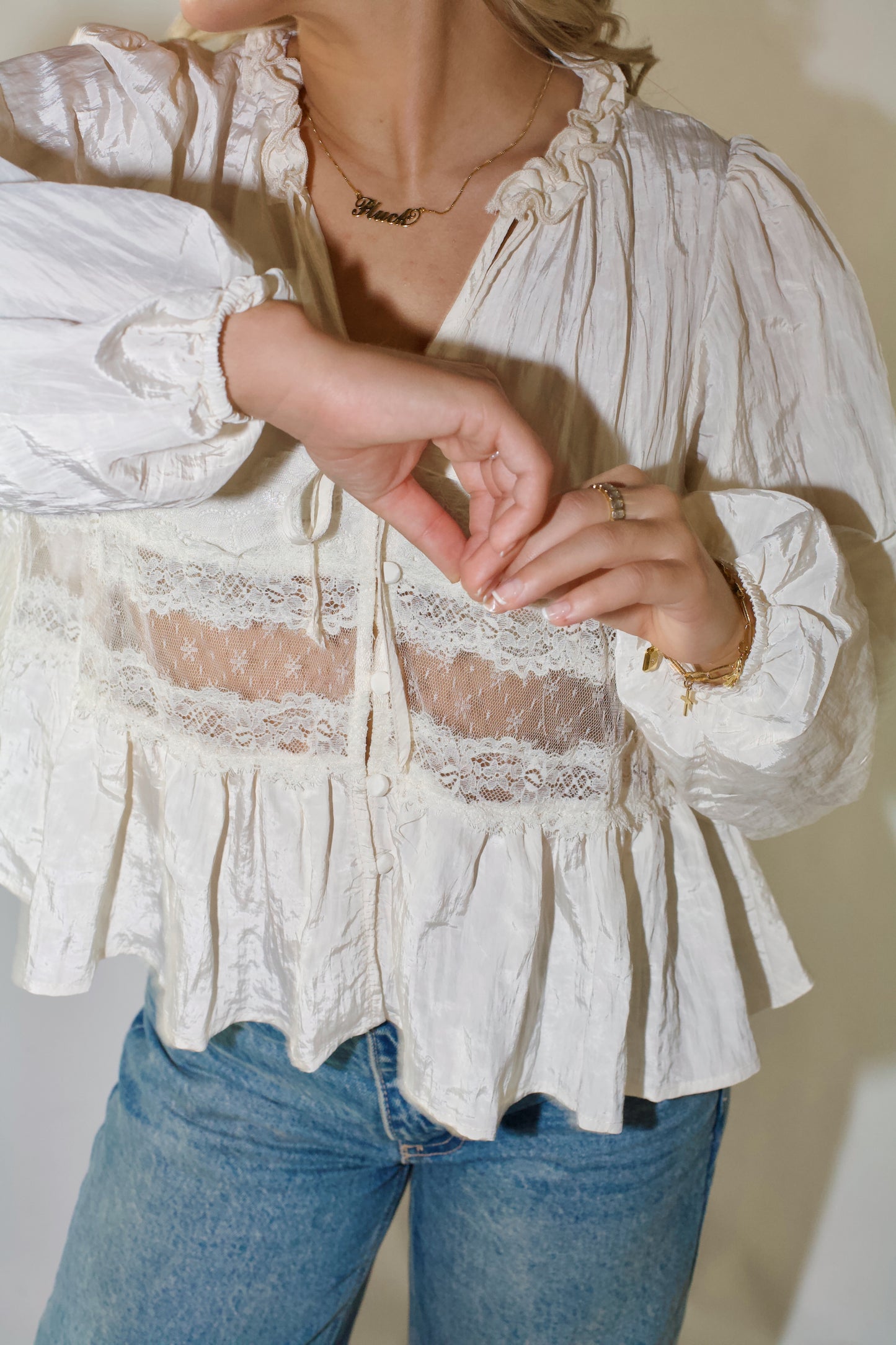 Whitney Lace Blouse- Off White