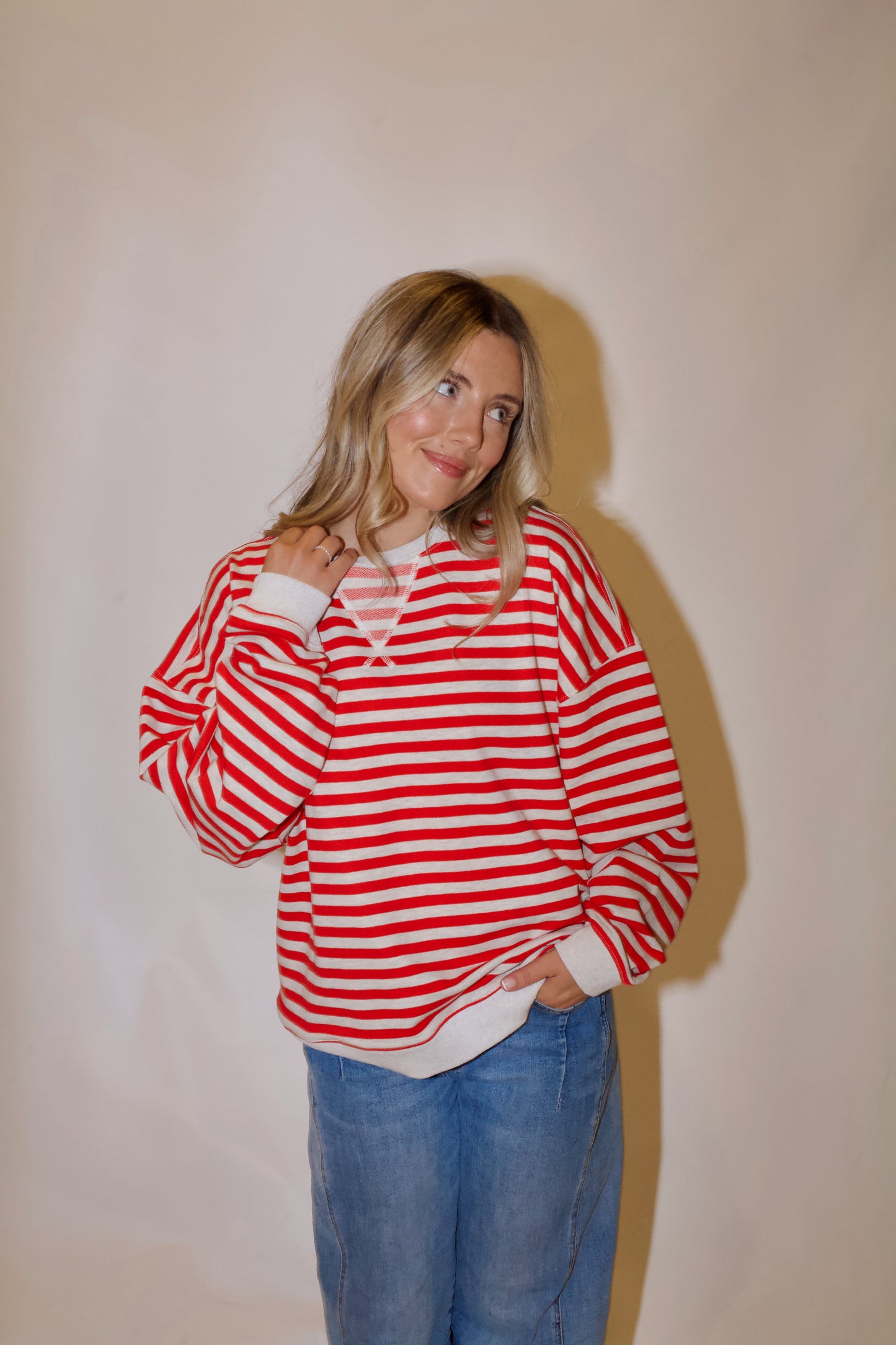 Sideline Pullover- Red/Heather Grey