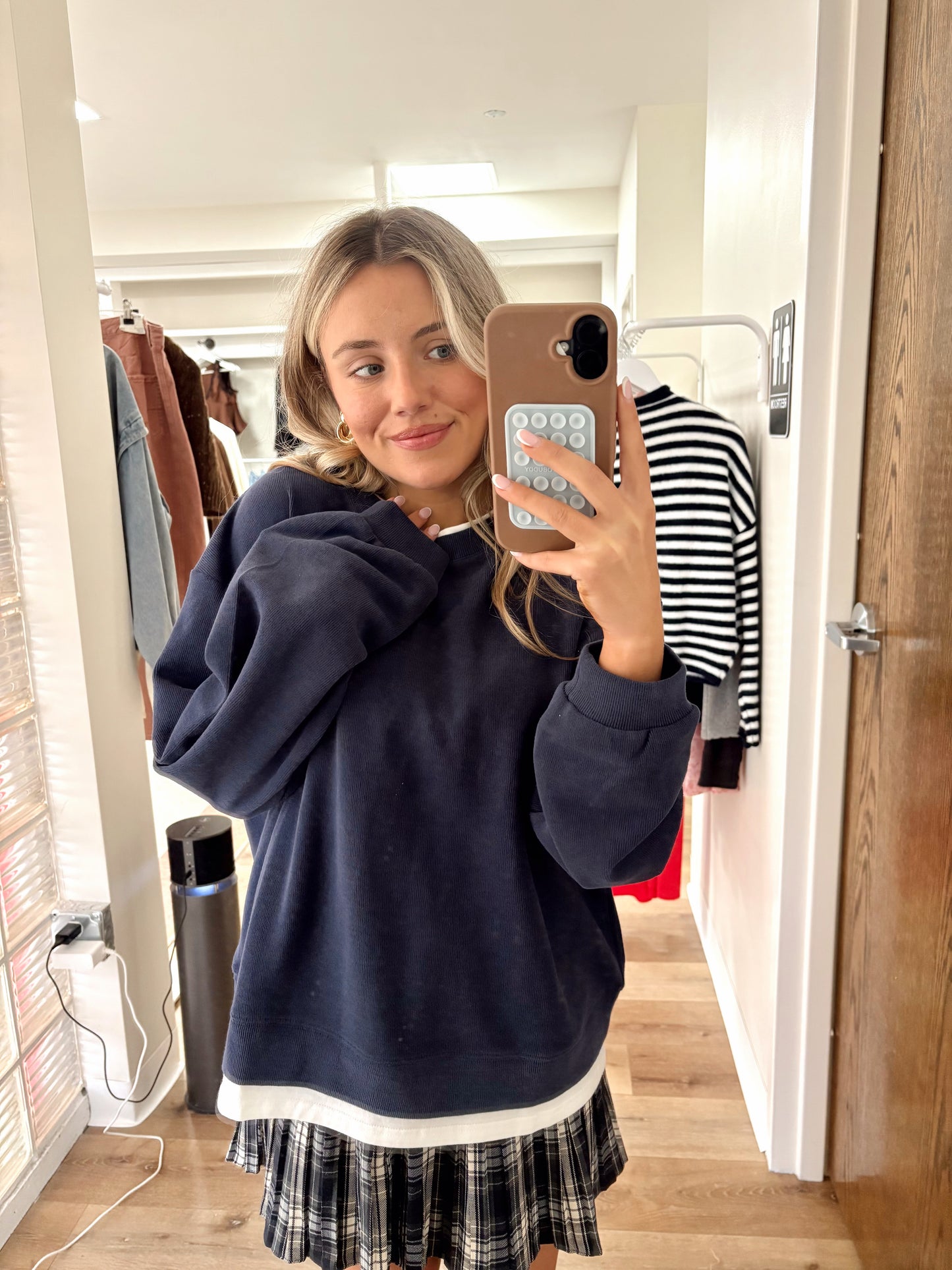 Colby Layered Crew Neck- Navy