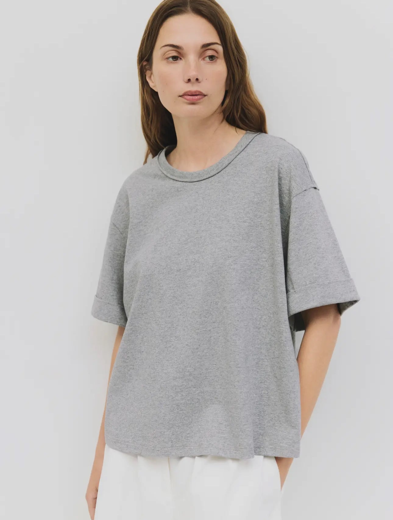 *Restock* Reneé Raw Hem Top- Heather Grey