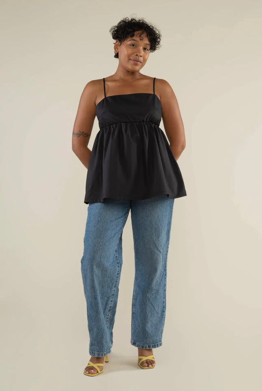 Paola Babydoll Top- Black