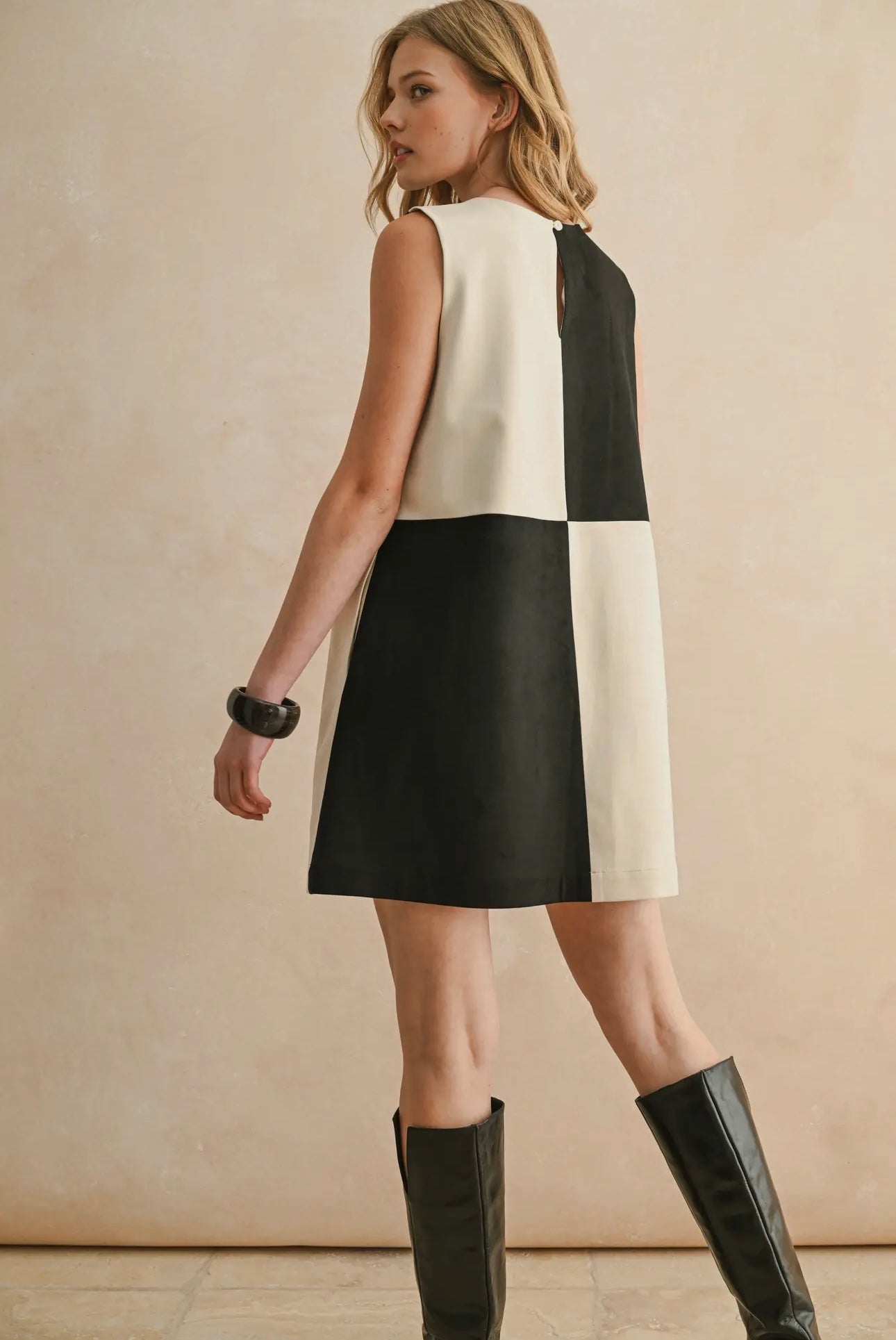 Endgame Suede Mini Dress-Charcoal Multi