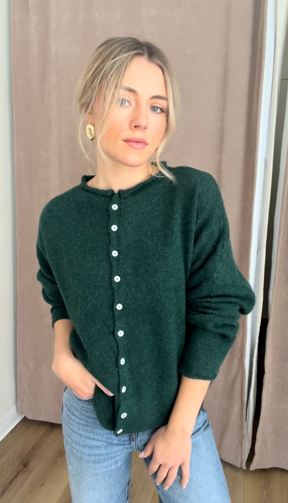Piper Cardigan- Forest Green
