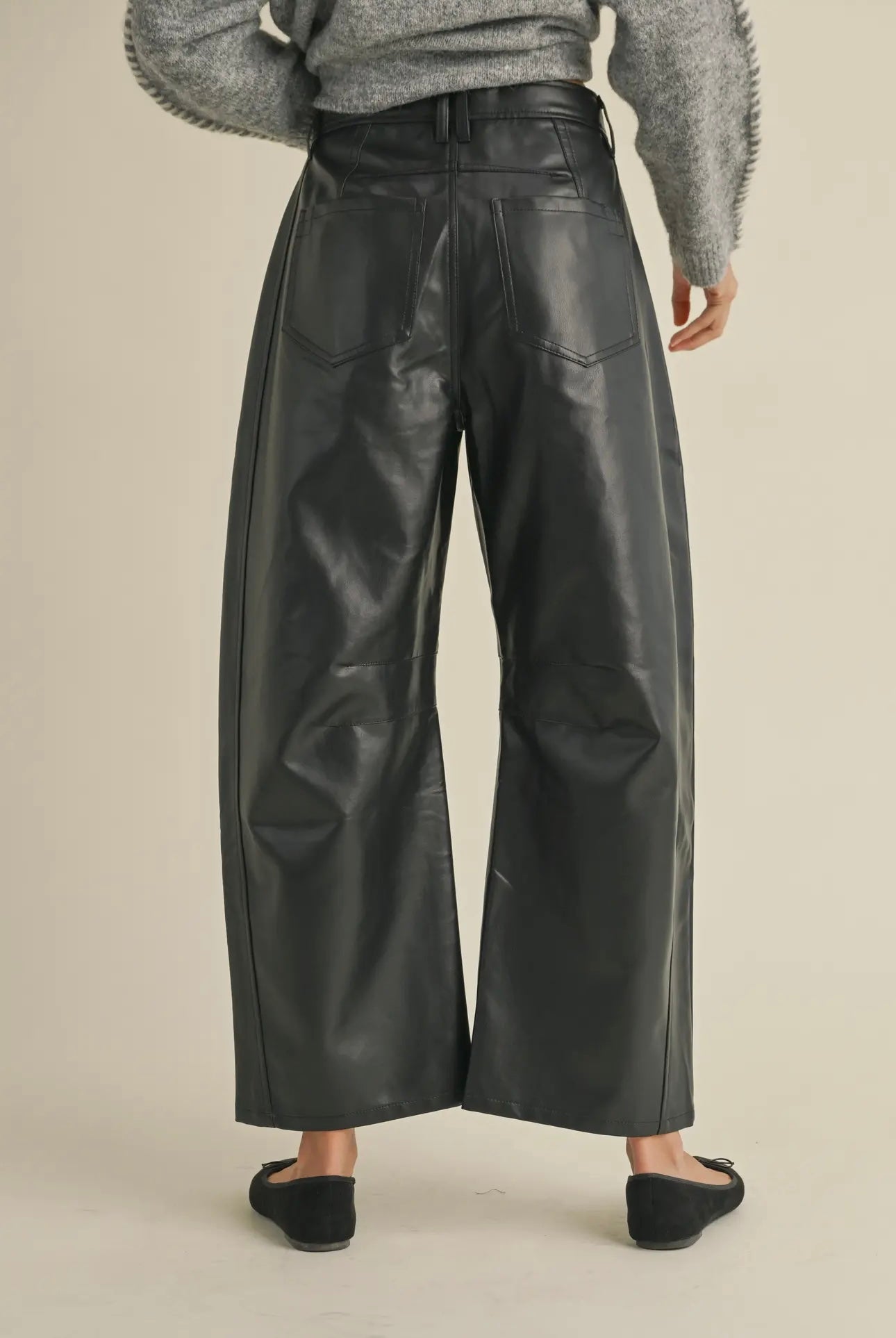 Petra Pleather Barrel Pants- Black