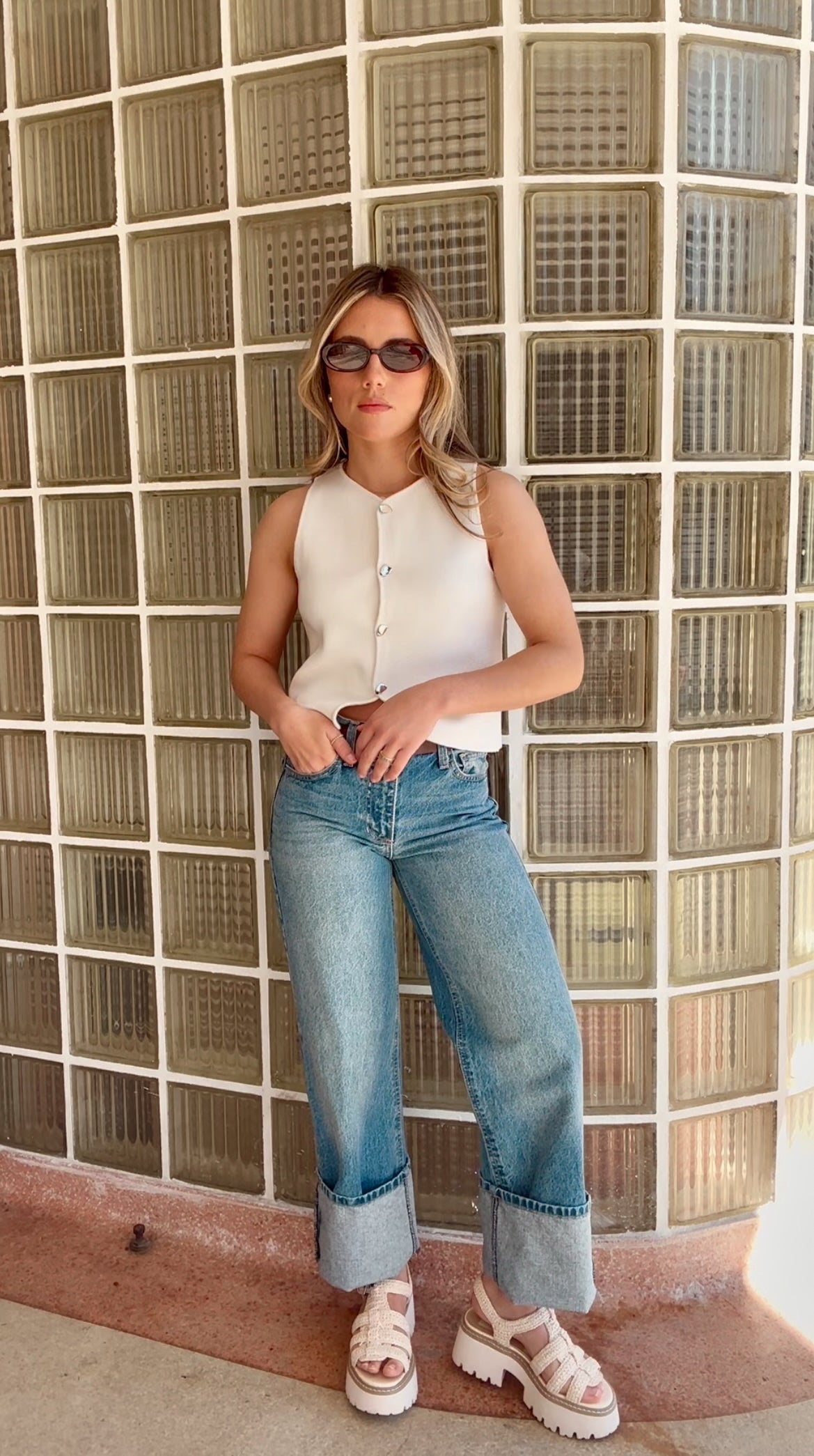 Relaxed Straight Denim- Medium Wash