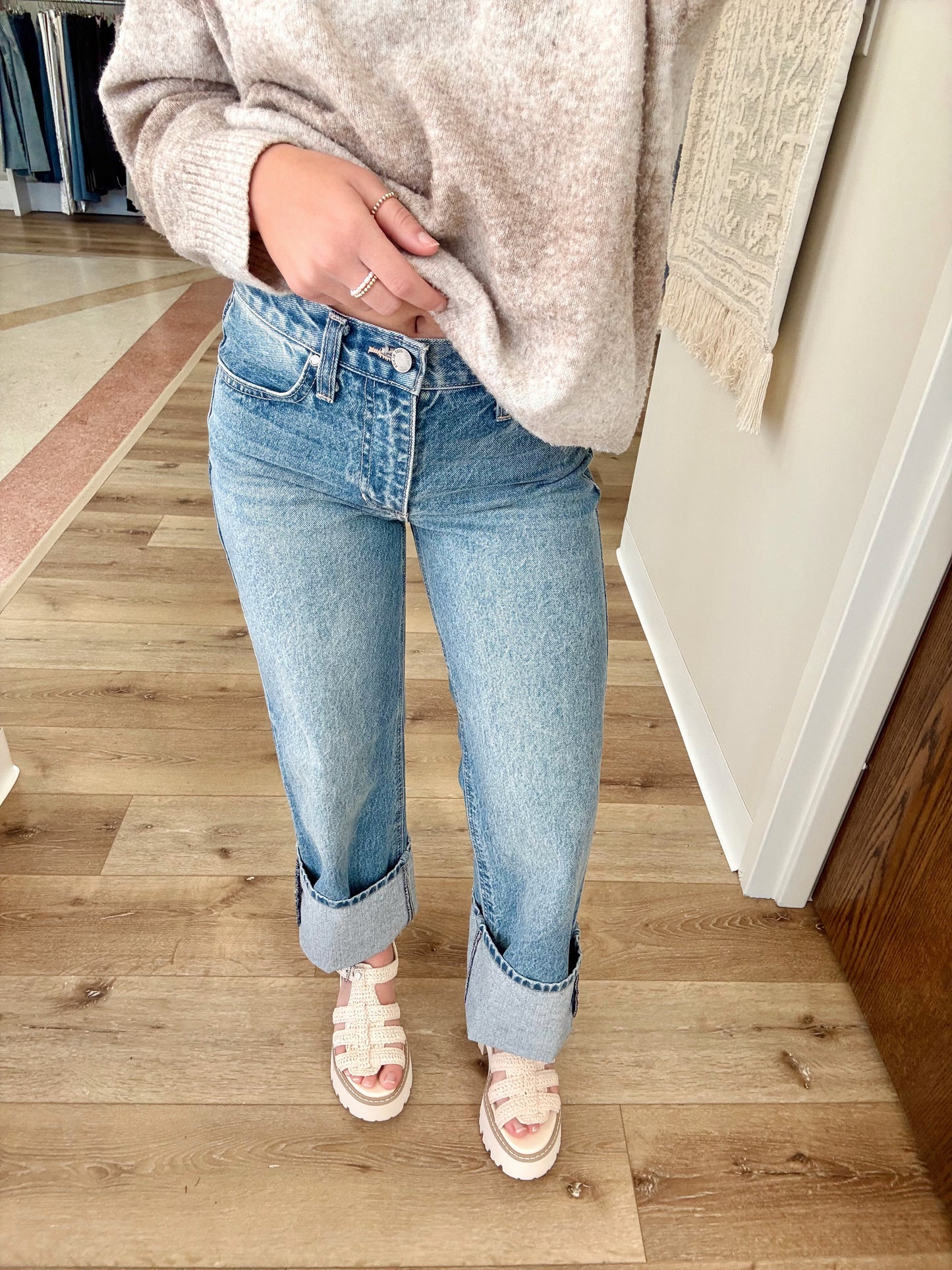 Relaxed Straight Denim- Medium Wash
