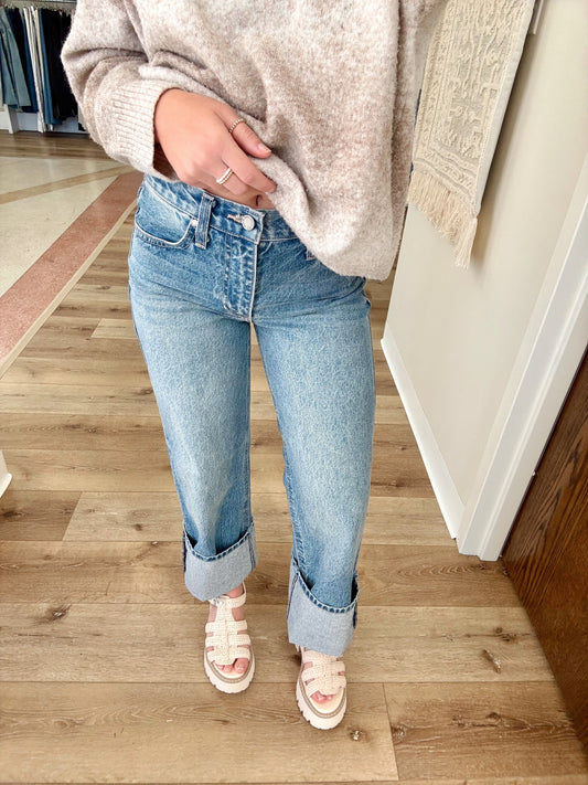 Relaxed Straight Denim- Medium Wash