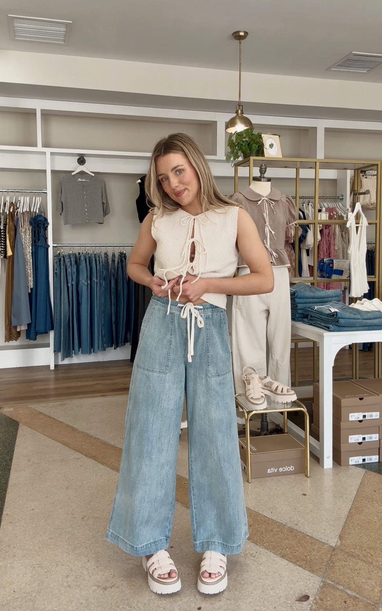 Already Yours Elastic Band Denim Pants-Lt Wash