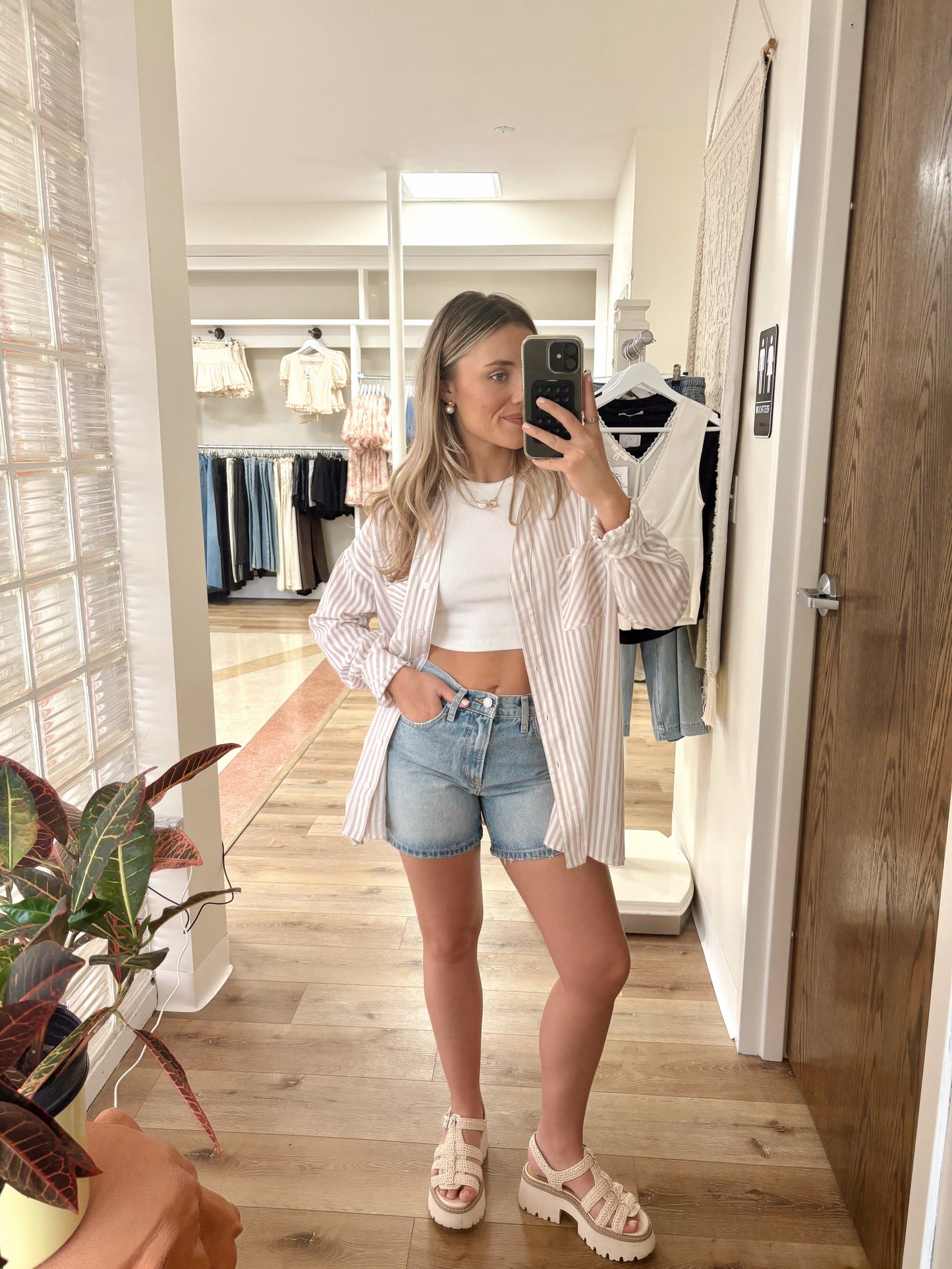Tyler Button-up- Rosy Beige