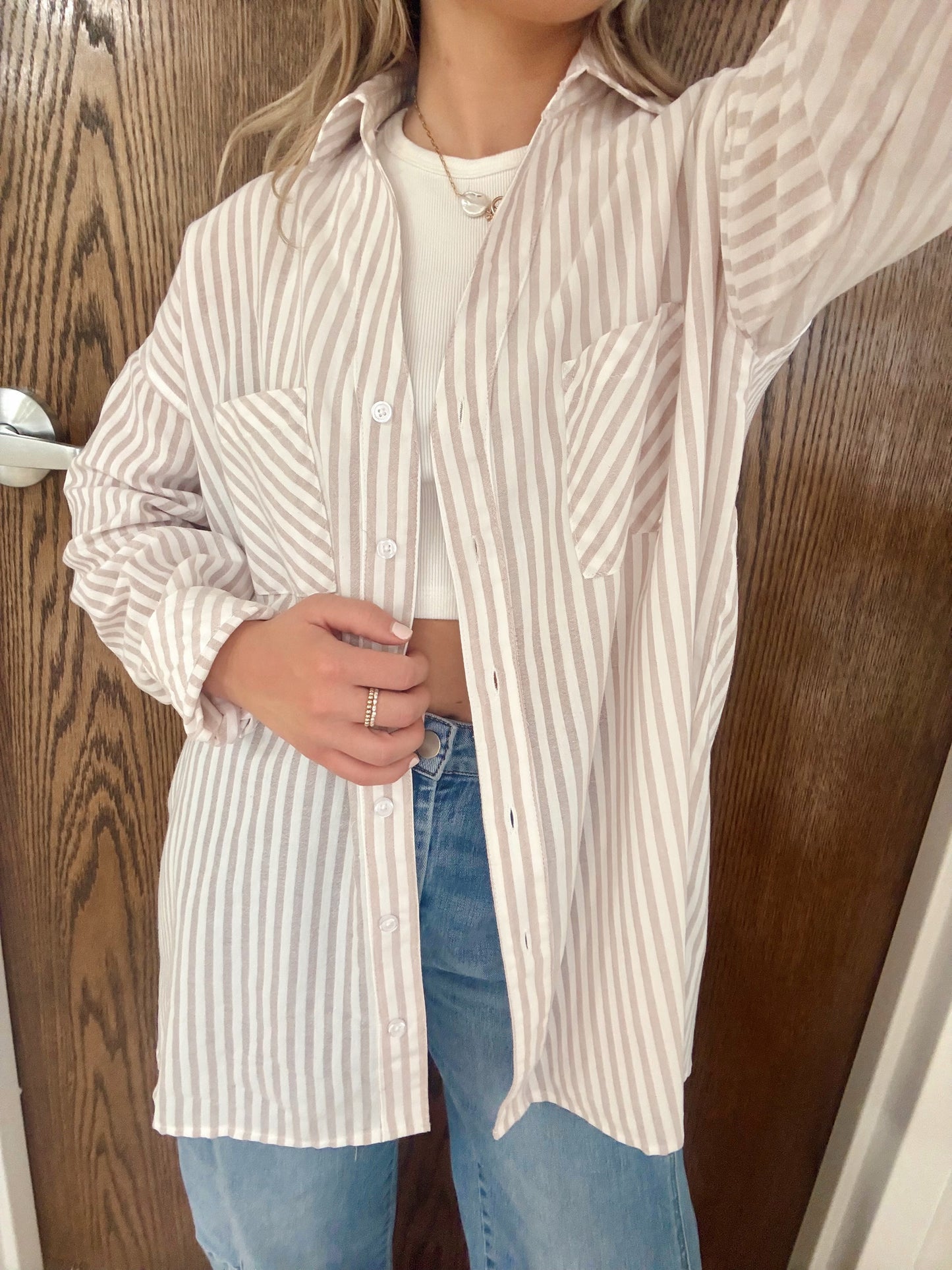 Tyler Button-up- Rosy Beige