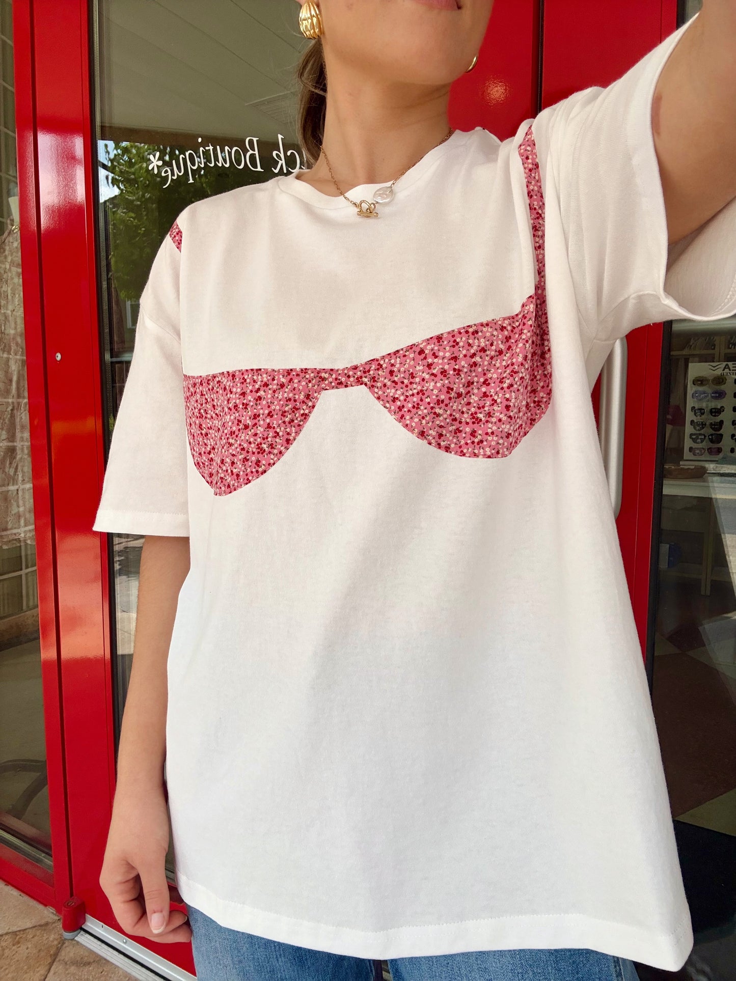 High Tide Bikini Patch Top- Pink Floral
