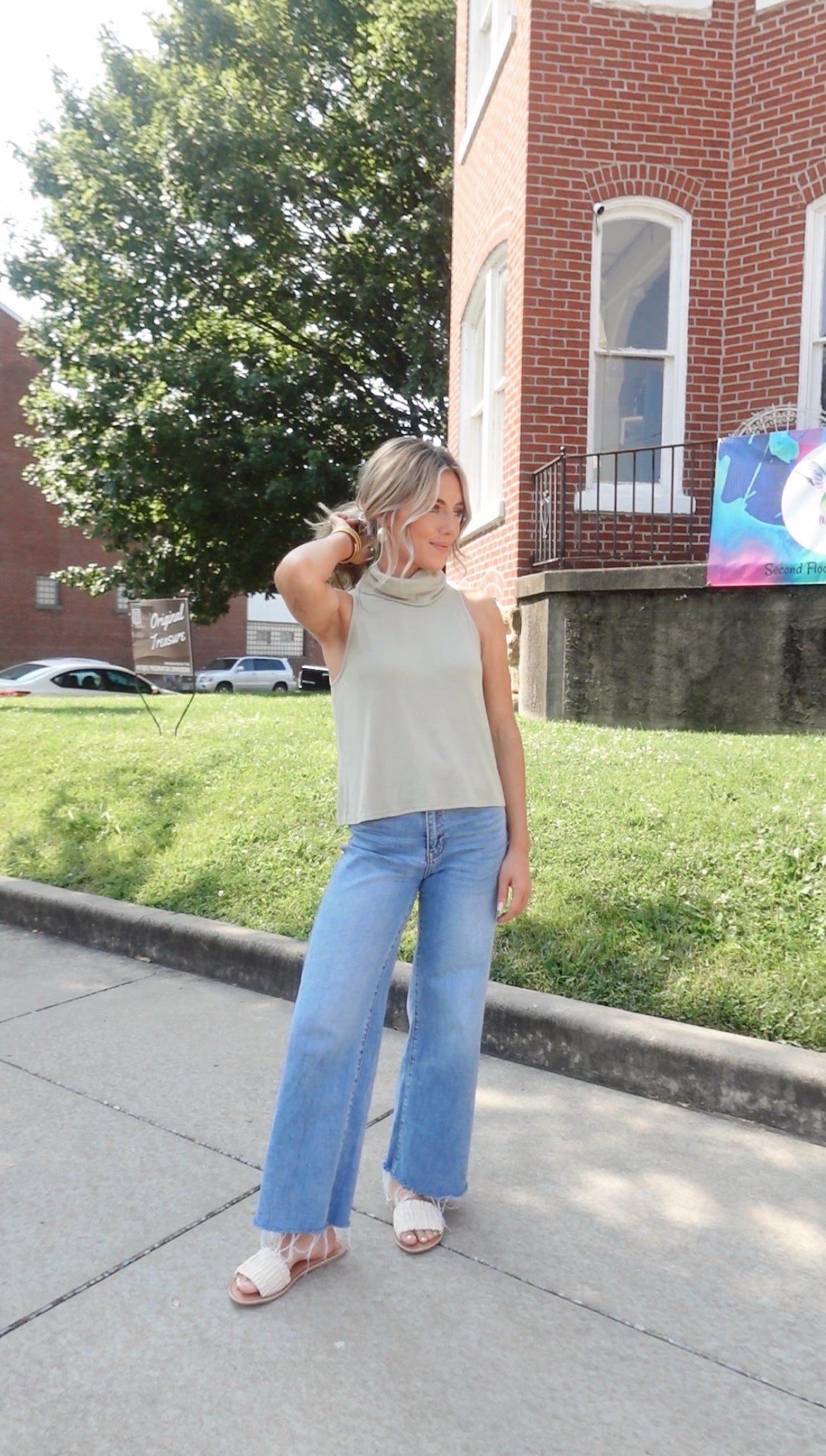 Changes Turtle Neck Tank- Sage