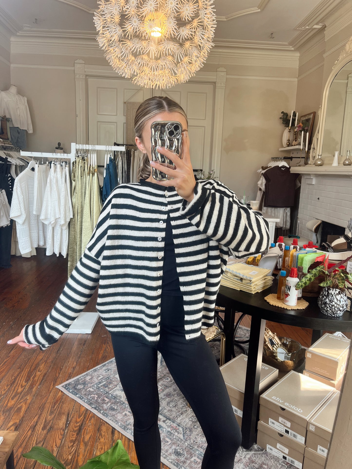 *Restocked* Piper Cardigan- Black/White