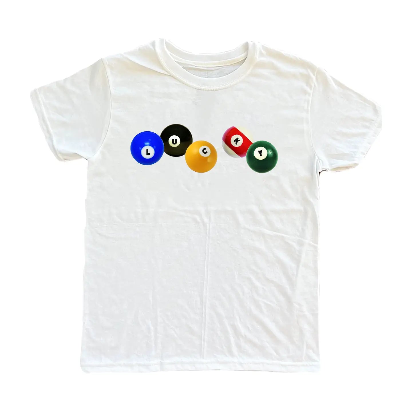 Lucky Pool Ball Tee- White