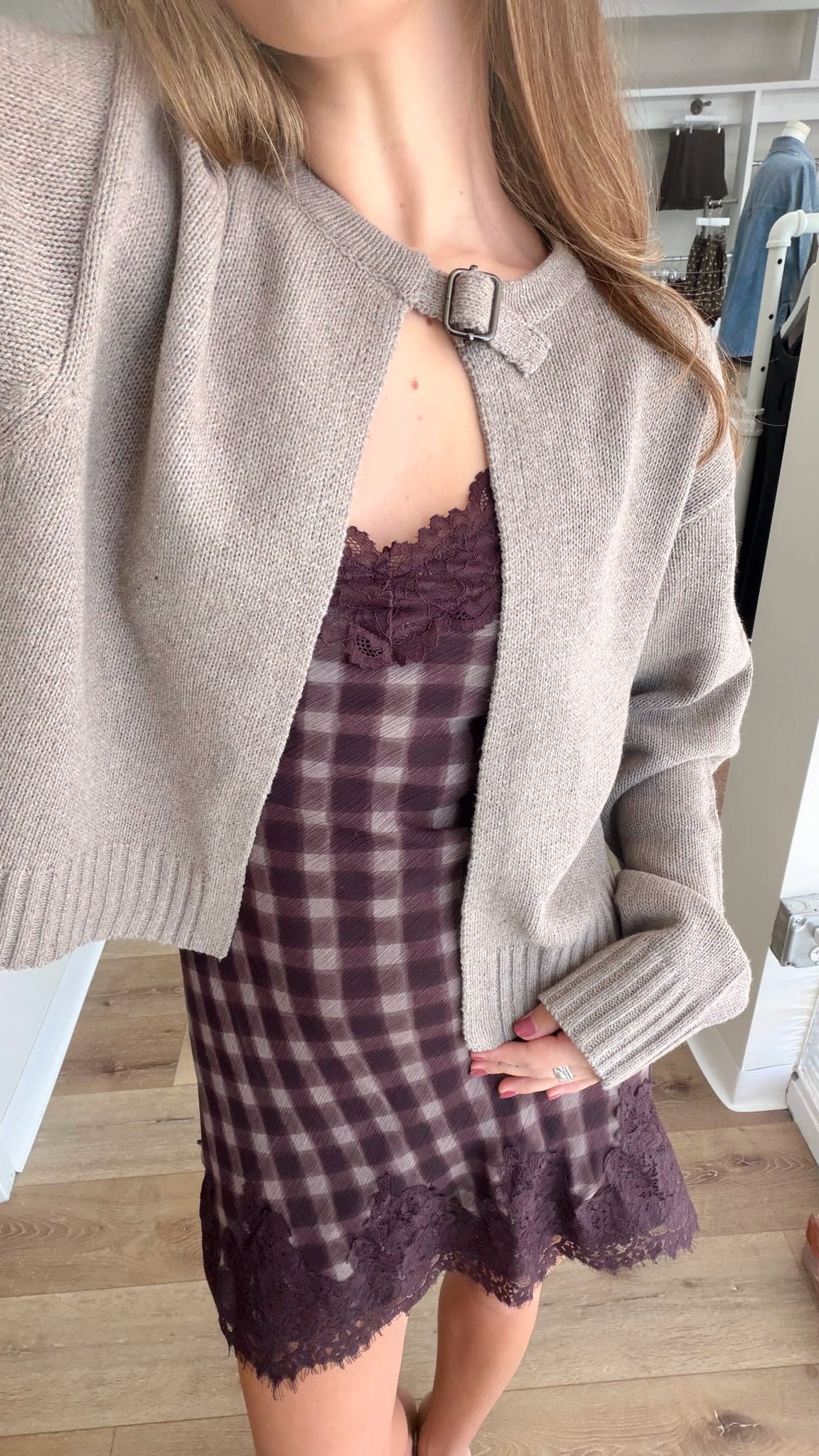 Rachel Mini Dress-Espresso/Plum