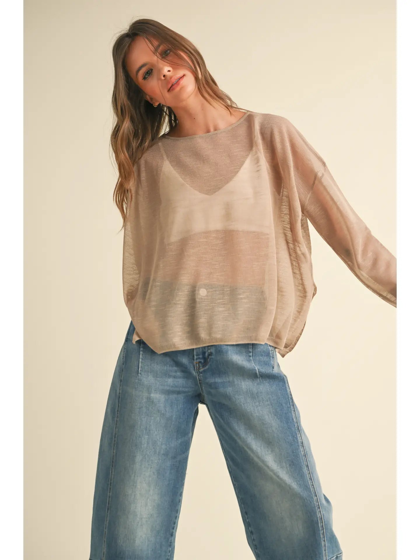 Vienna Sheer Top- Mocha