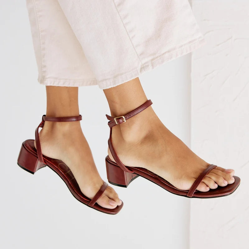 Belle Ankle Strap Heels- Wine
