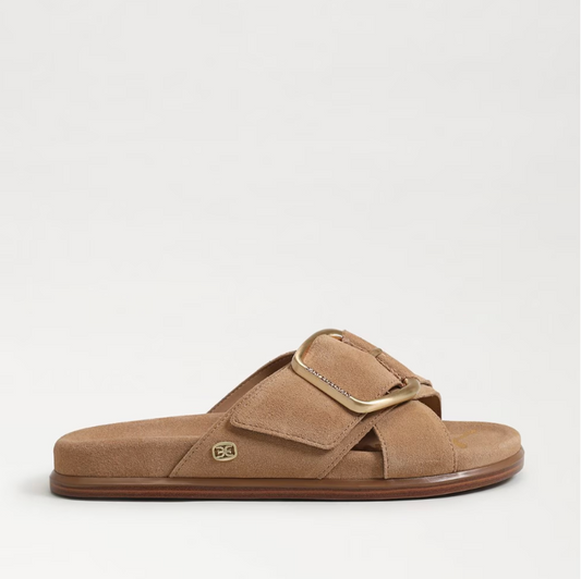 Darla Buckle Slide Sandal- Cyprus Tan Suede