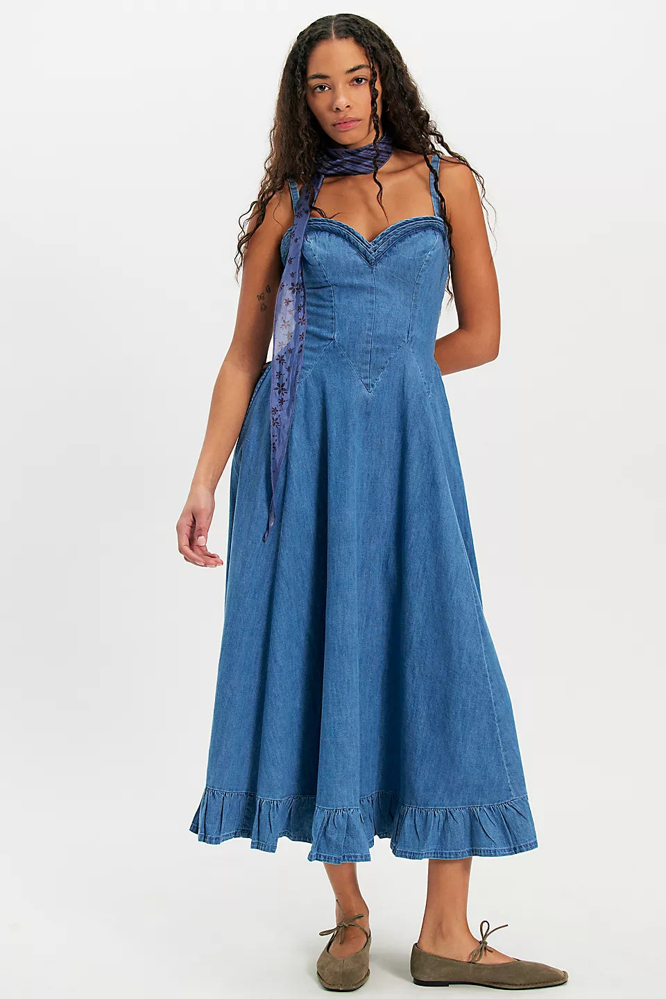 Another Season Denim Midi Dress- Boardwalk Blue