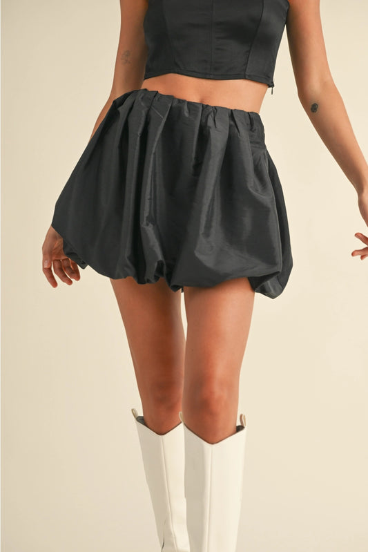 Marti Metallic Balloon Skirt- Black