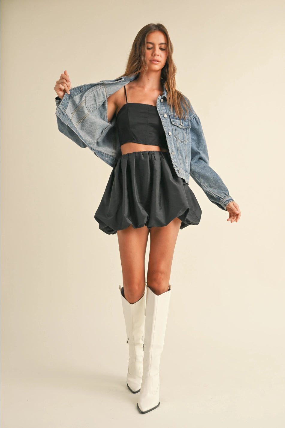 Marti Metallic Balloon Skirt- Black