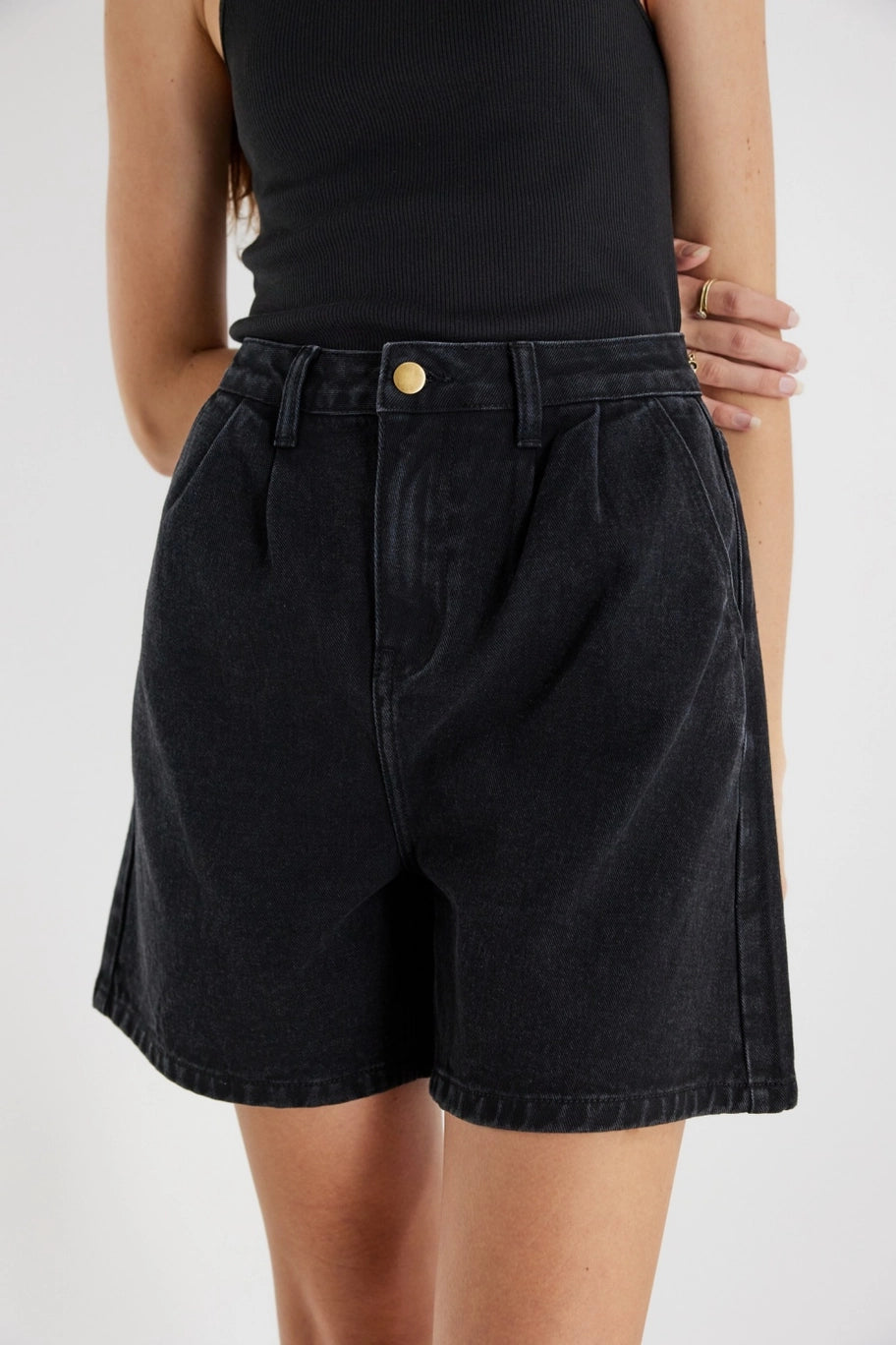 Naomi Denim Shorts- Black