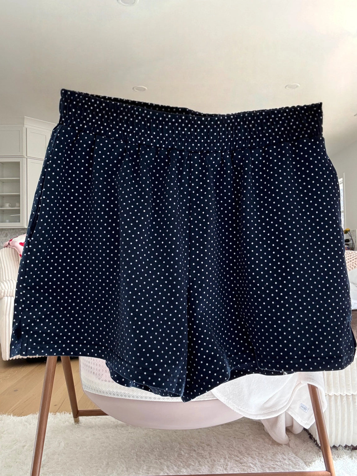 Pandering Shorts- Navy Polka Dot
