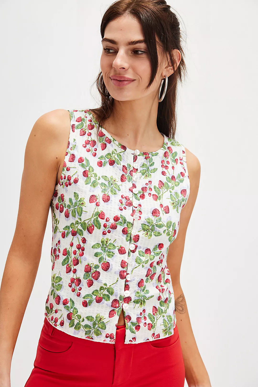 Tilly Printed Vest- Antique Ivory Combo
