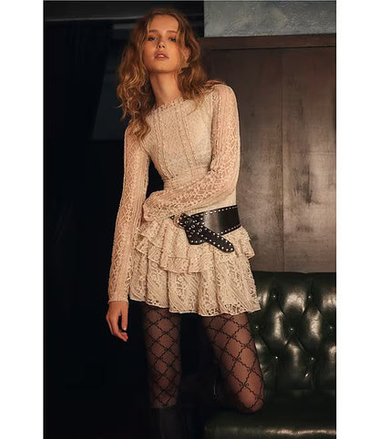Tabby Lace Mini Dress- Tea
