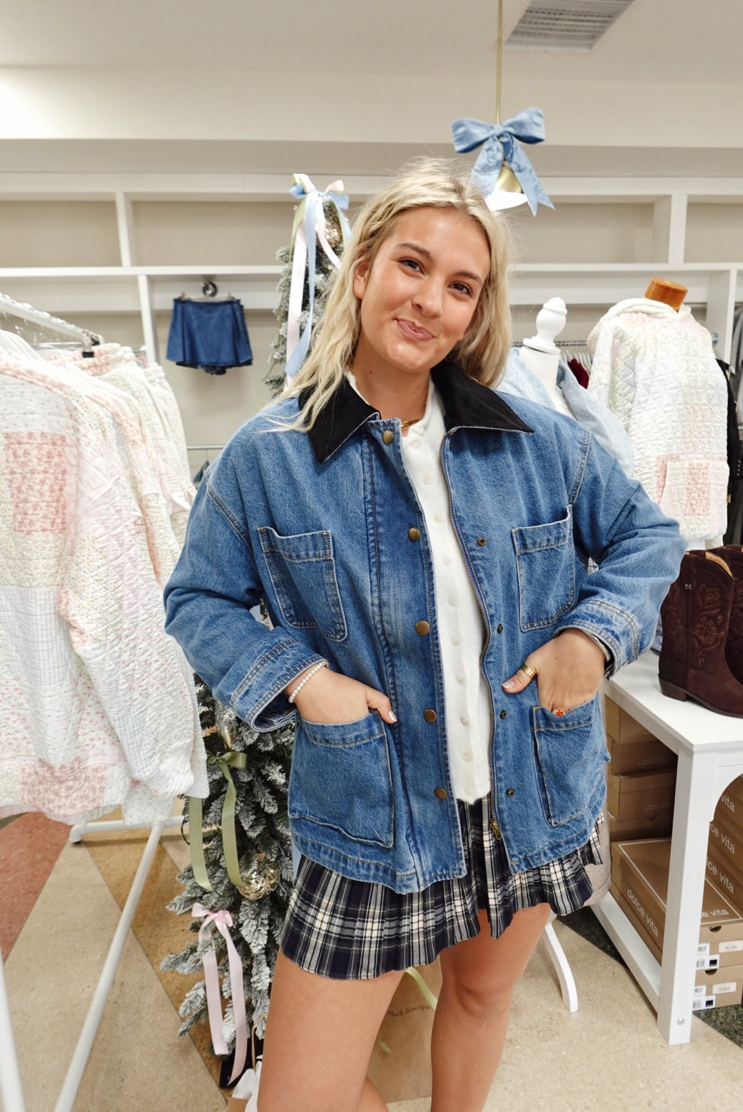 Collier Denim Utility Jacket-Medium Wash