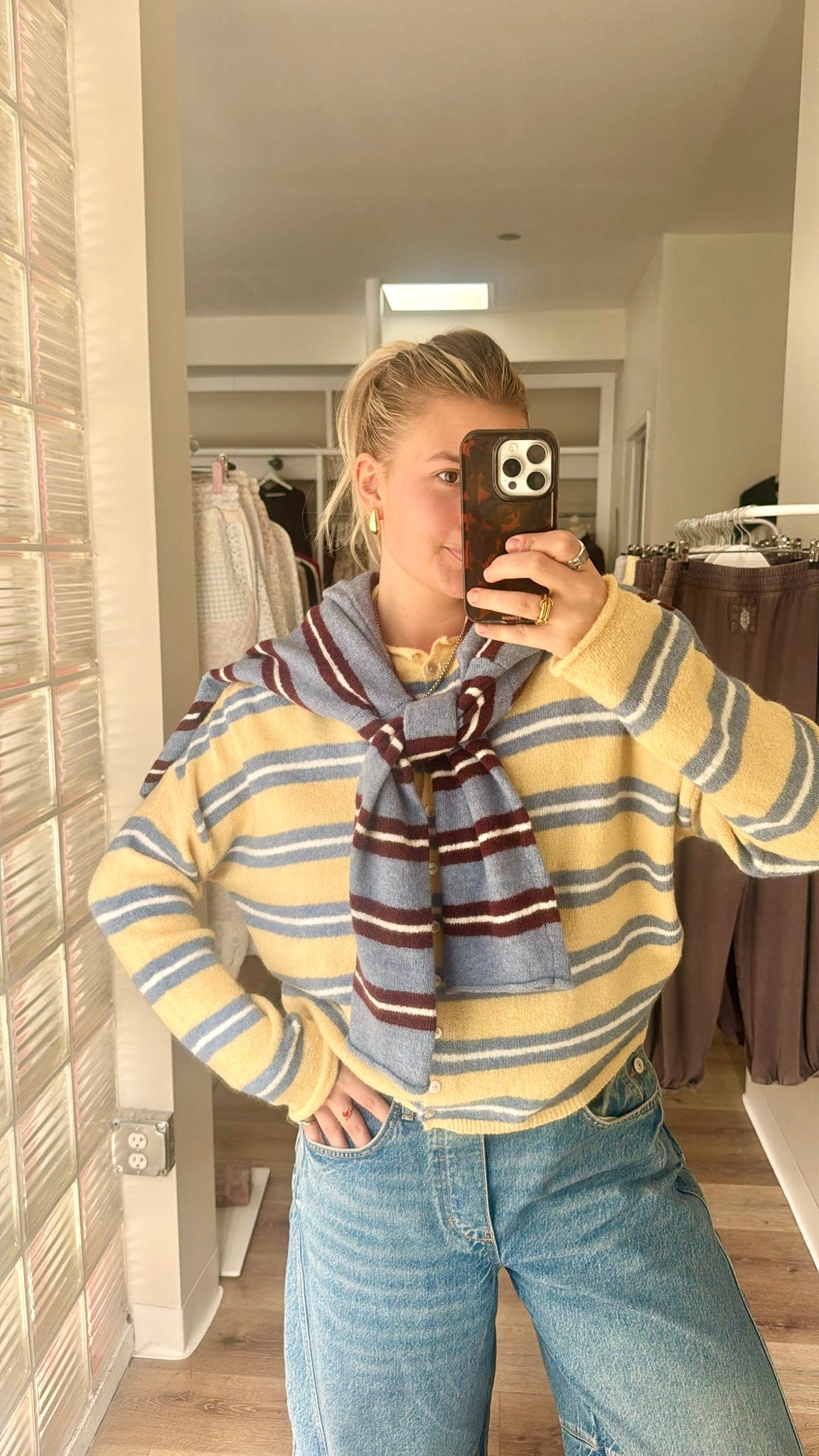 Piper Cardigan- Muti Striped Honey