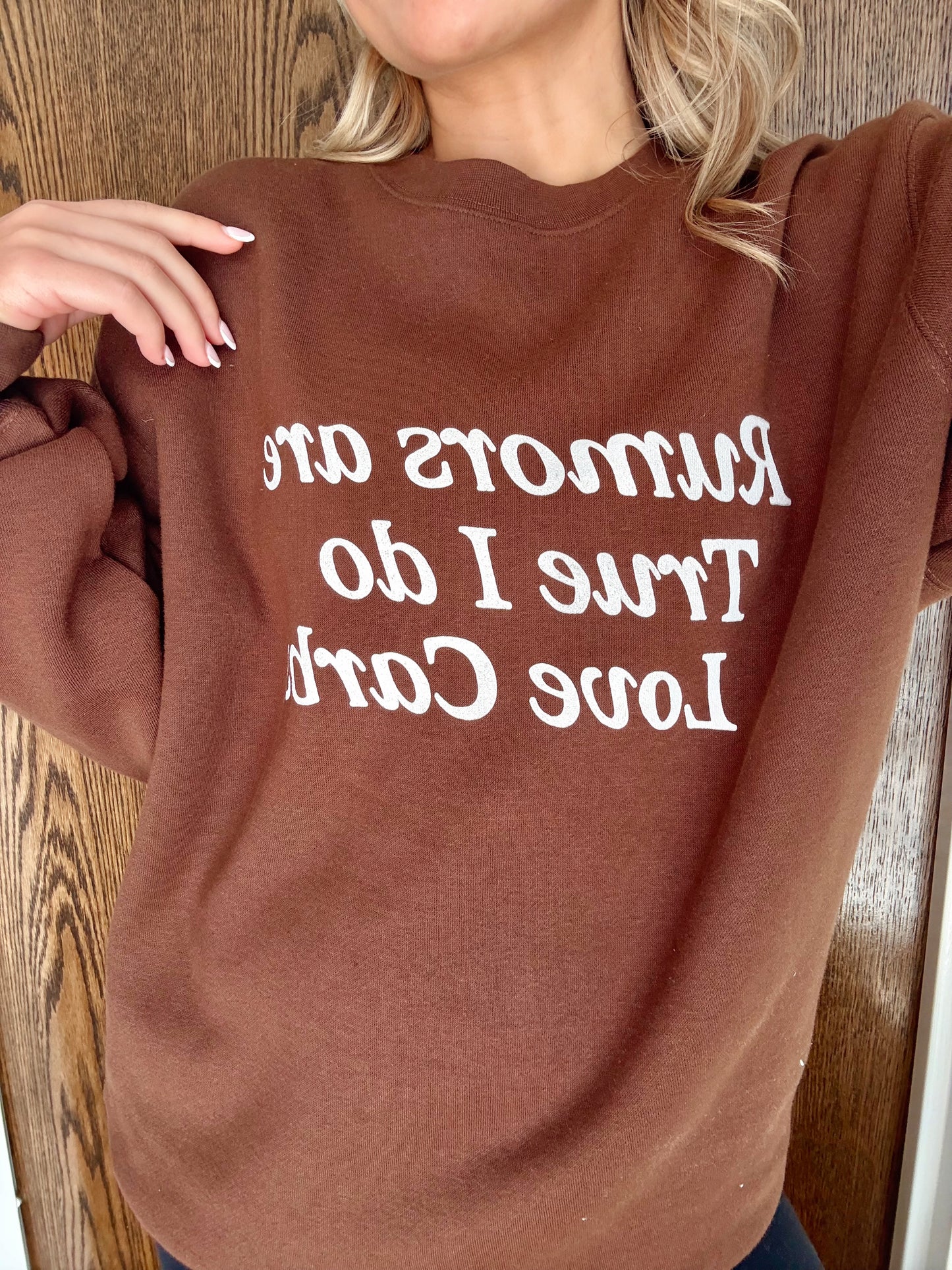 Rumors Are True I Do Love Carbs Crewneck- Chestnut