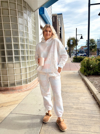 Sabrina Quilted Joggers- Pastel Blue Multi