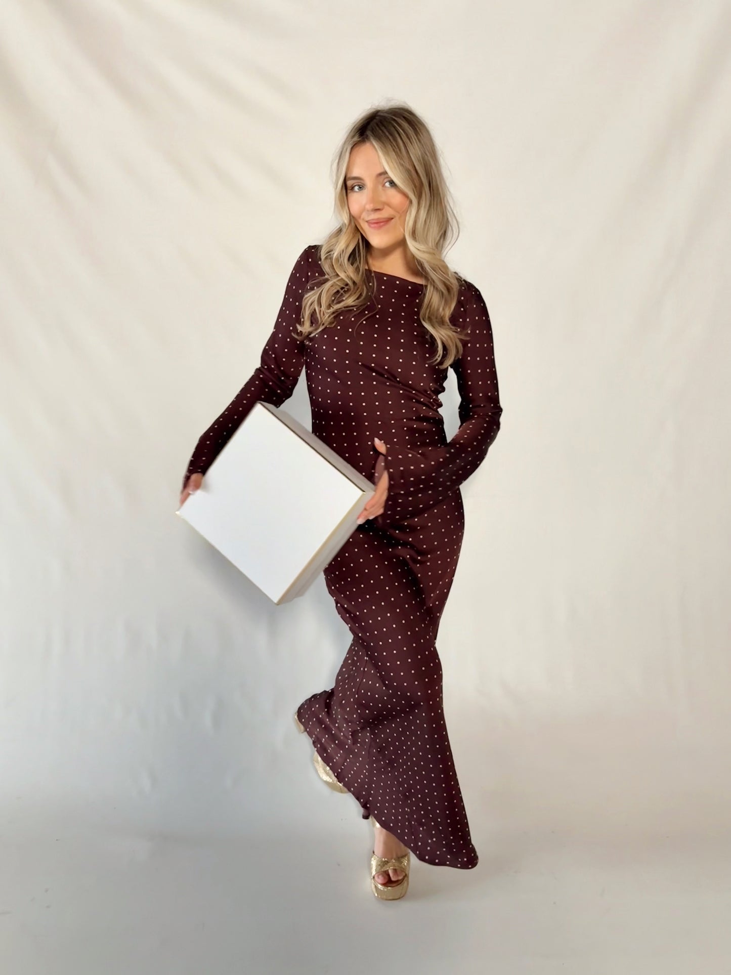 Georgie Dot Maxi Dress- Burgundy