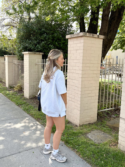 USA Flag Mockneck Short Sleeve- Heather Grey
