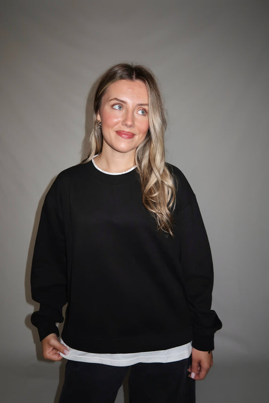 Colby Layered Crew Neck- Black