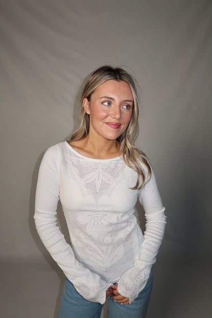 Delilah Long Sleeve Top- Clean Ivory