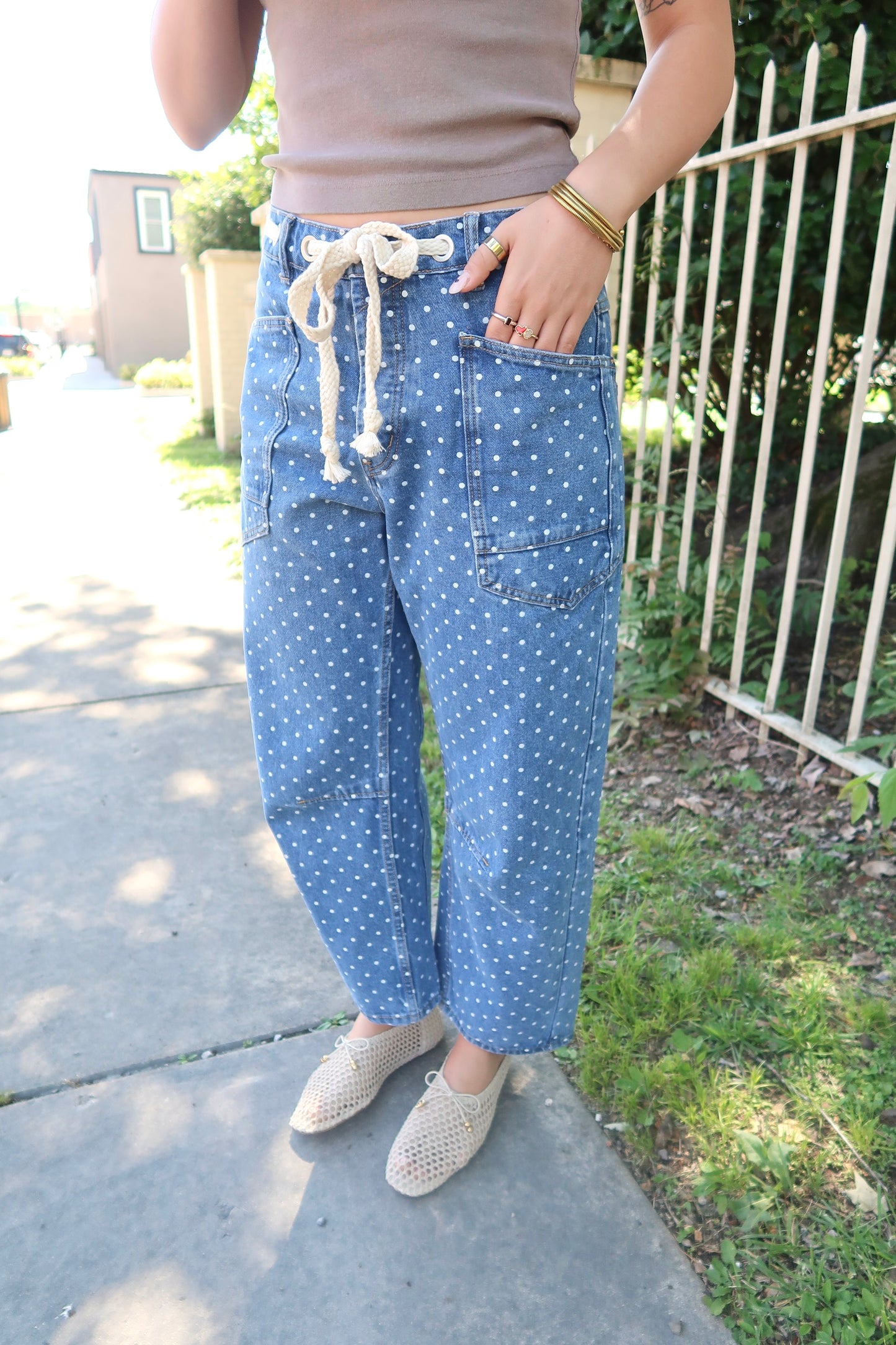 Patty Polka Dot Barrels- Medium Wash