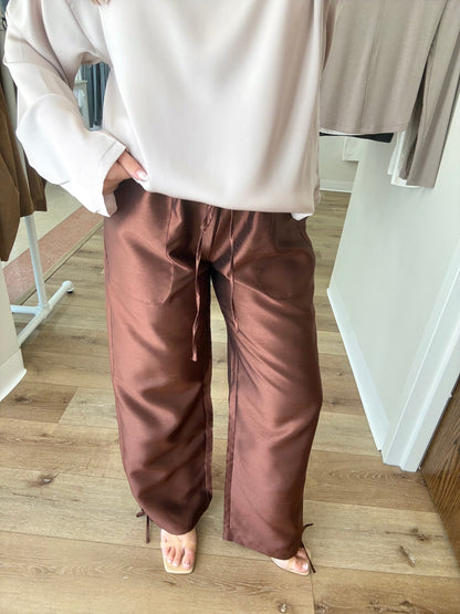 Willow Taffeta Pants- Chocolate