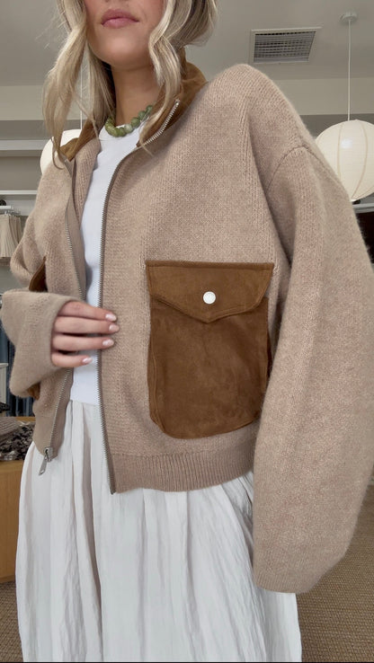 Better Half Sweater Jacket- Camel Suede