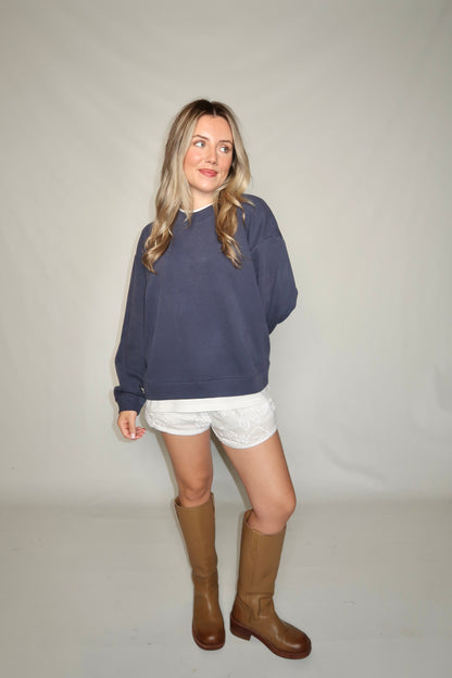 *Restock* Colby Layered Crew Neck- Navy