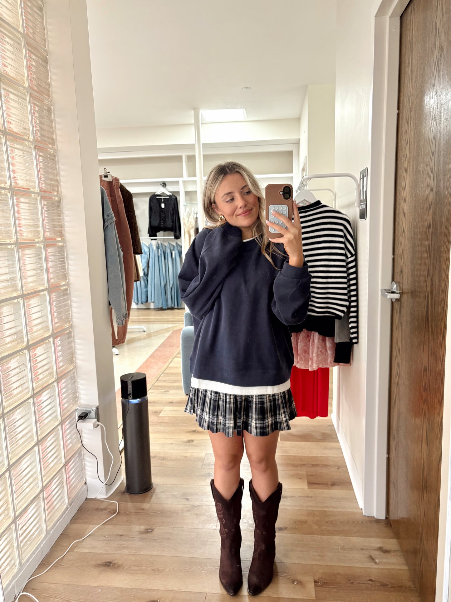 Colby Layered Crew Neck- Navy