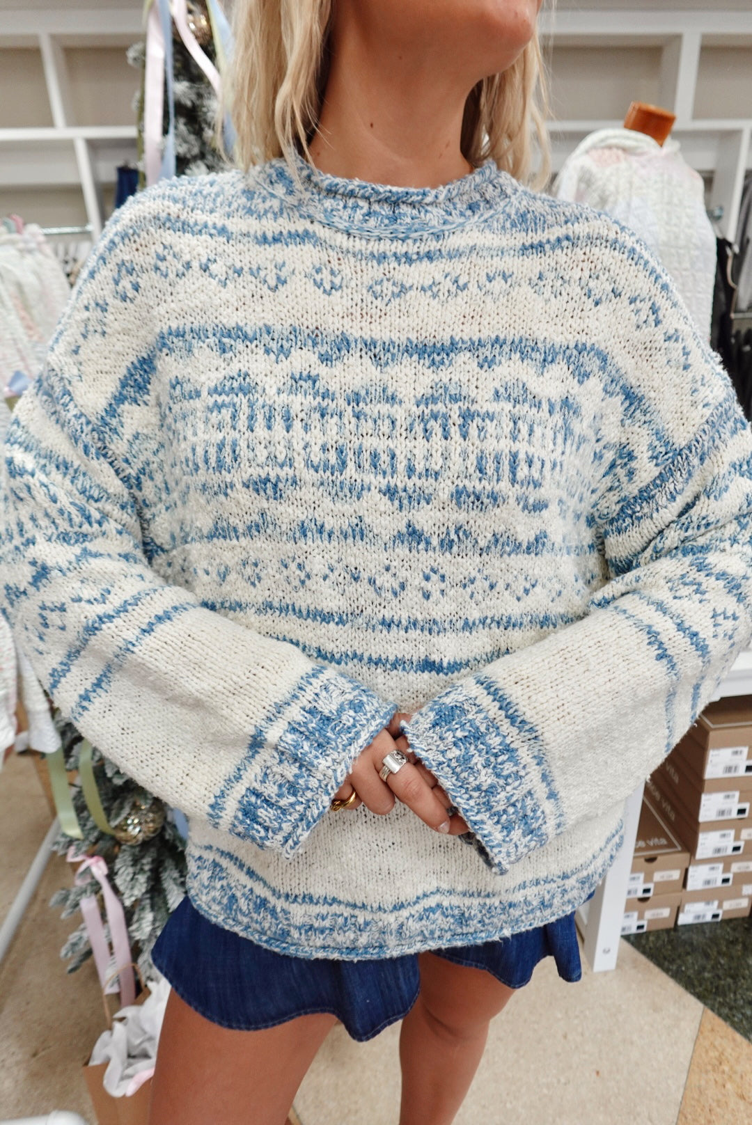 Dani Pattern Sweater-Cloud Combo