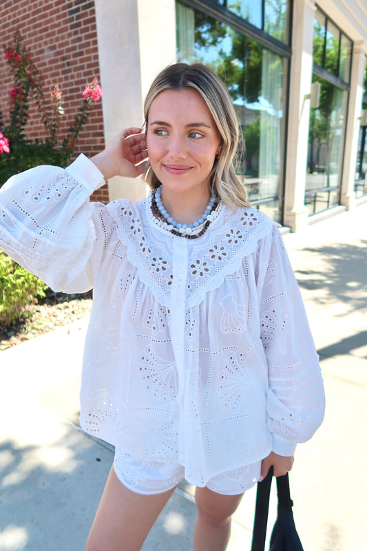 Key Largo Eyelet Top- White