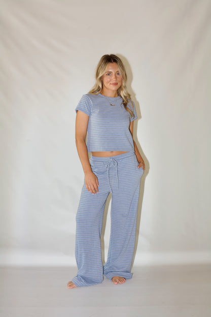 Jetsetter Striped Top- Grey/Blue