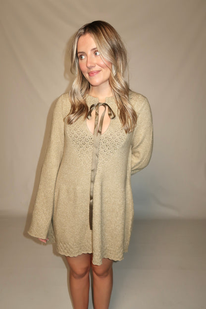Bali Old Flame Sweater Mini Dress-Olive Tree Heather